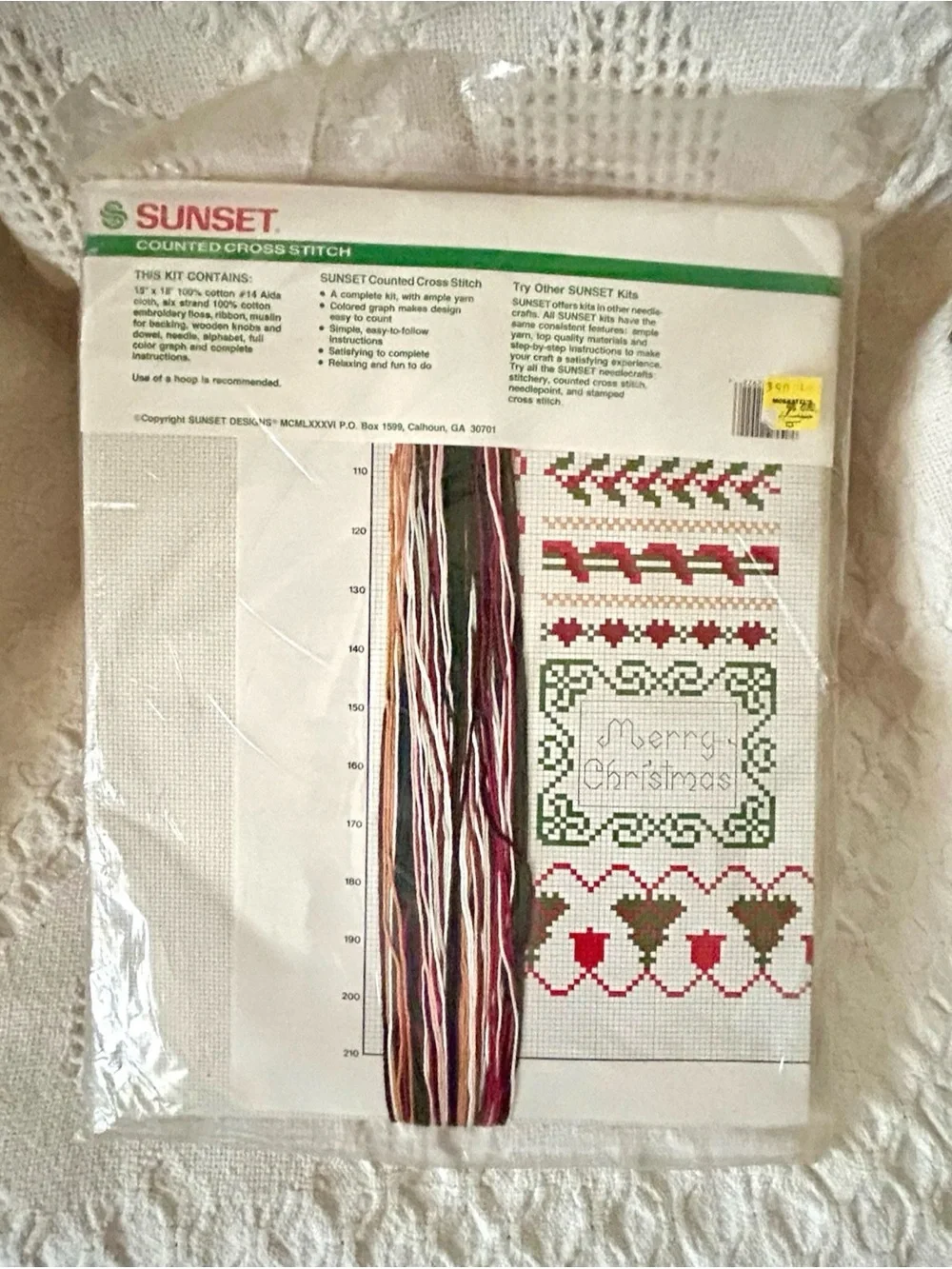 Vintage 1986 Sunset Counted Cross Stitch Kit Saint Nicholas Christmas Sampler